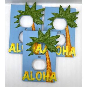 Borders Unlimited Set of 3 Aloha Palm Tree Light Switch Plate Covers‎